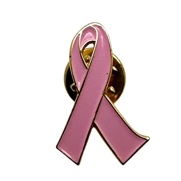 Pink Ribbon Awareness Lapel Pin Breast Cancer Support Symbol 1" - Picture 1 of 4